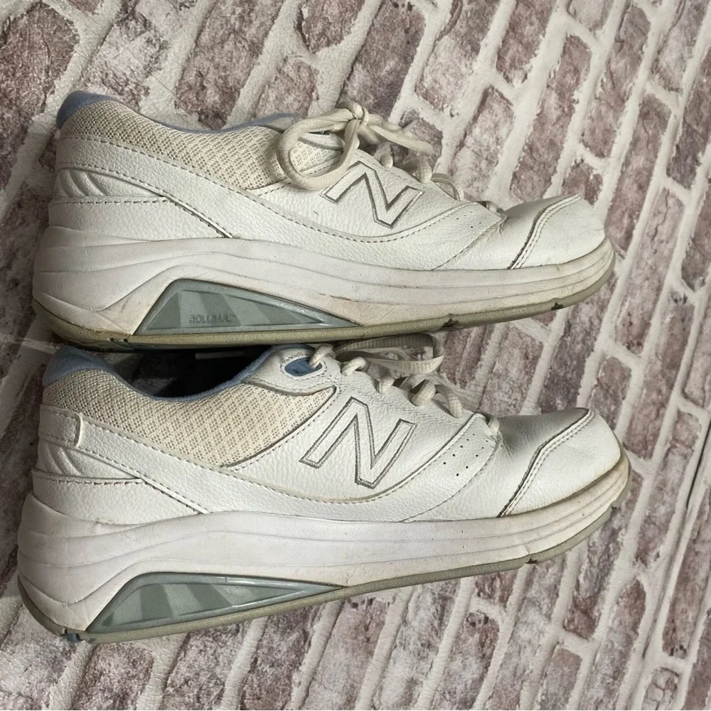 New Balance 928v3 Size 7.5 White Leather Blue ‎ Comfort Walking Shoes MW928WB3